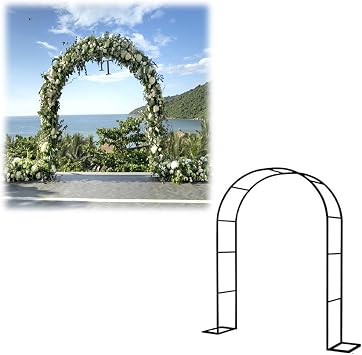 Garden Arch Trellis with Base Rose Arch for Wedding Climbing Plants & Roses Outdoor Archway for Trailing Flowers Arbour Support DecorationBlack,7.8 Wx7.2 H
