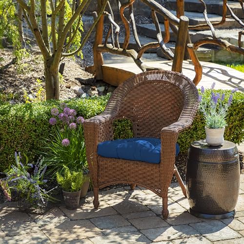 Image of Arden Indoor /Outdoor Rocking Chair Or Wicker Chair Cushion, 2-Pack, 20 x 18, Water Repellent, Rain Proof, Fade Resistant Cushion for Rocking Or Rounded Back Chair Cobalt Blue Texture
