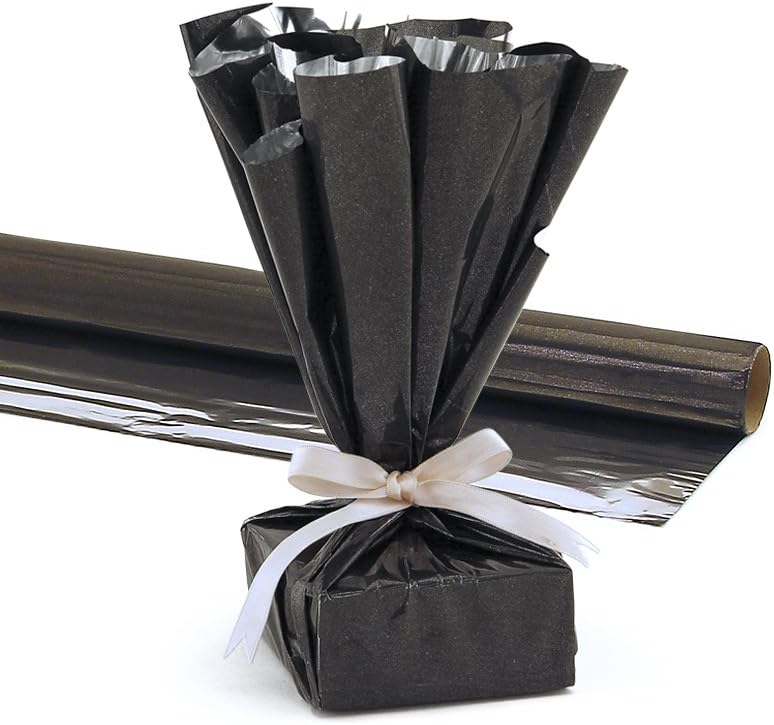 Hygloss Products Mylar Gift Wrap Roll - Great for Gift Bags – 24 Inch x 8.3 Feet, Black