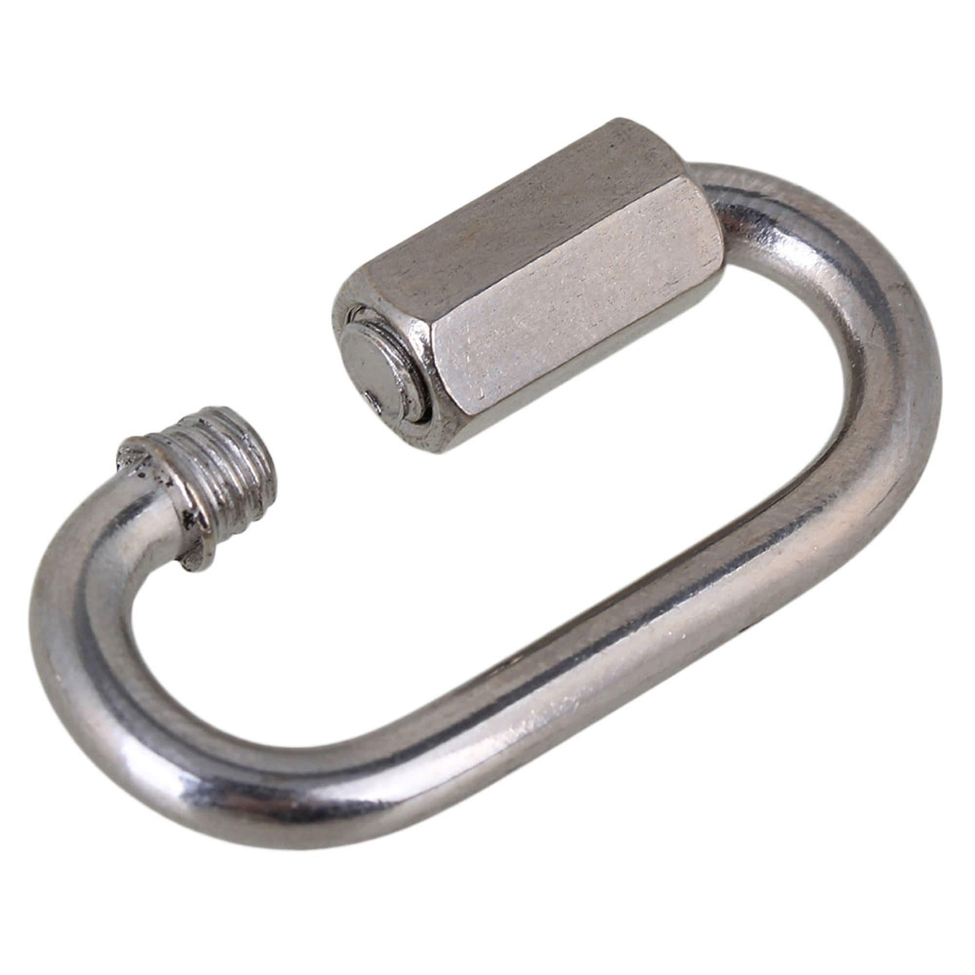 Gancio di bloccaggio a vite in acciaio inox M3.5, attacco a catena a maglie veloci, moschettone, anello di bloccaggio, gancio argentato con dado filettato, confezione da 50
