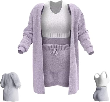 Misscosy Knit Set 3-Piece,Womens Warm Fuzzy 3 Piece Outfit Pajamas,Misscosy 3 Piece