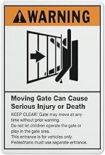 Warning Moving Gate Can Cause Serious Injury Or Death Yard Sign for House 12"x8", Premium Aluminum, Sun-Proof, Rust-Free