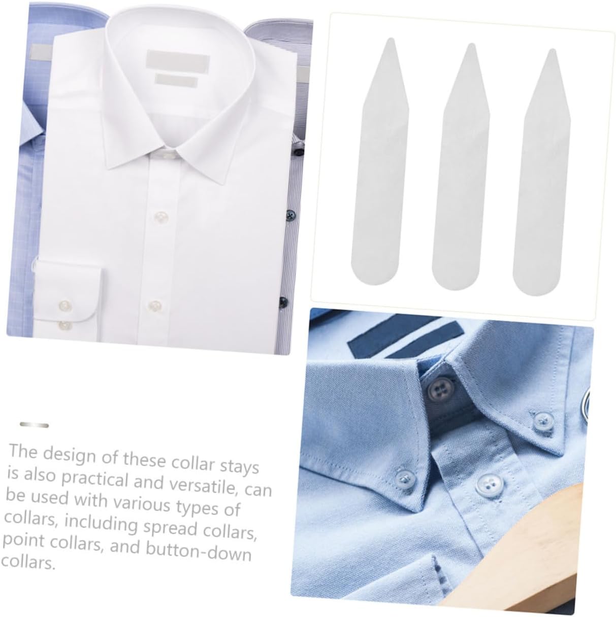 Ipetboom Shirt Collar Pin Keepers Stiffener Man Shirt for Men Holders Shirt Men Stays Dark Shirt Retainers Formal