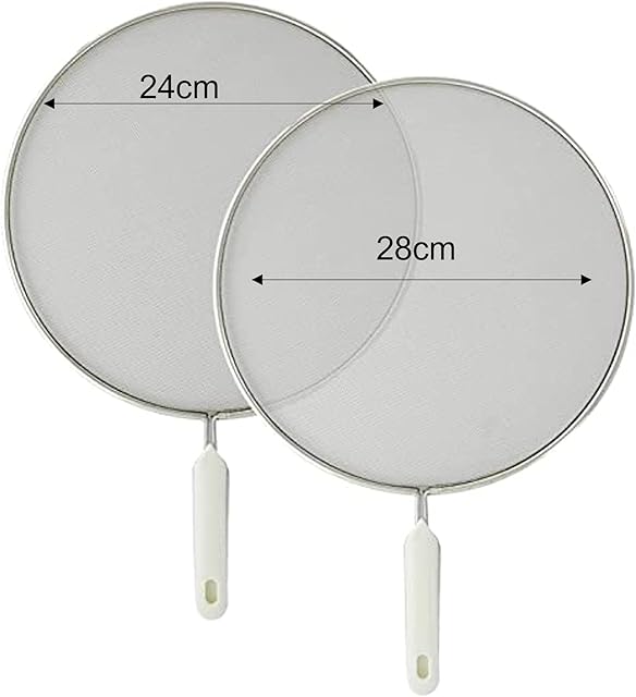 YGM A2B Splatter Screen for Frying Pan - Grease Splatter Guard - Set of 2  No Cooking Oil Mess  No Burns  Ultra Fine Mesh Lids  Rust Free Stainless Steel