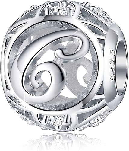 FOREVER QUEEN - Dije con letra inicial de la A a la Z para pulsera y collar de plata de ley 925 con cuentas de circonita cúbica joyería de regalo