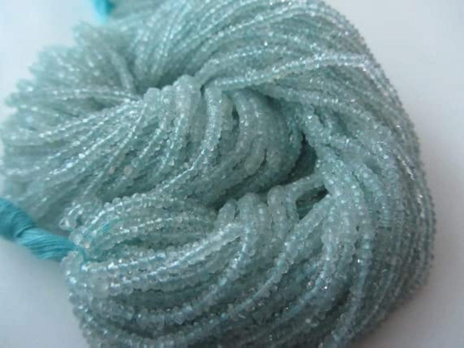 Aquamarine Faceted Rondelle Beads 2mm fil de perles naturelles 14"