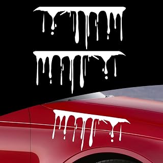 ijuicy 2 PCS Flowing Blood Bloody Horror Funny Decal for Car, Halloween Horror Sticker Car Accessories, Halloween Car Decorations Accessories, Fit for Most Cars (White)