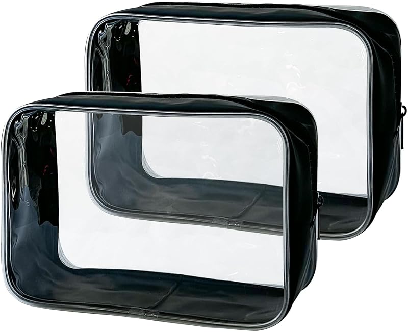 Necessaire transparente TotePrint com estrutura preta e zíper, 18 cm x 6,35 cm x 11,94 cm, 1 unidade