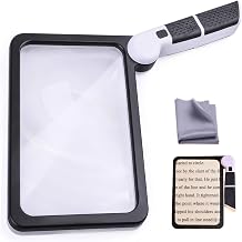 Full-Page Magnifying Glass with 48 LED Lights | 5X Rectangular Magnifier with 3 Color Modes | Handheld Reading Aid for Seniors & Low Vision