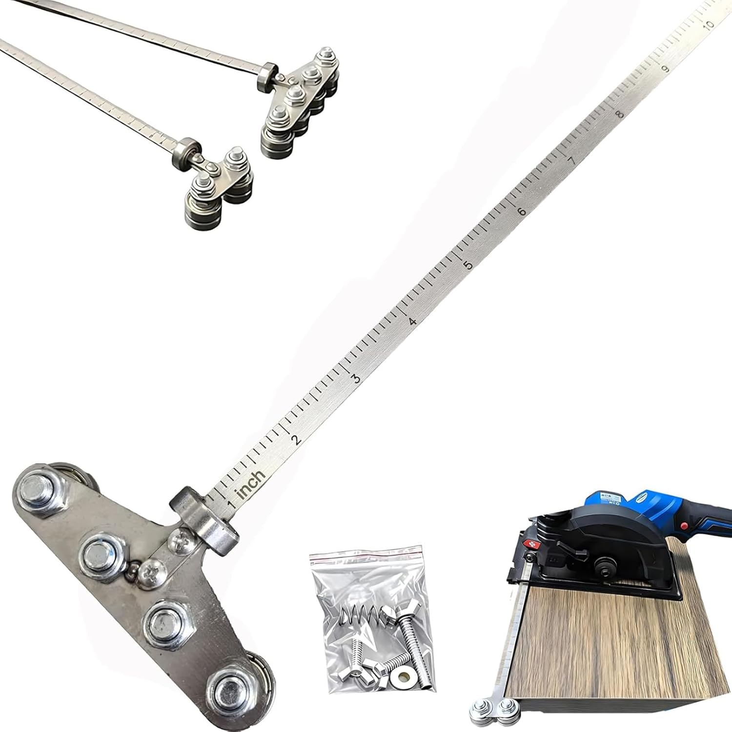 Circular Saw Guide Rail, 20in Positioning Calipers for Circular Saw, Stainless Steel Rip Cut Circular Saw Guide, Adjustable Guide Rail for Woodworking Positioning Cutting