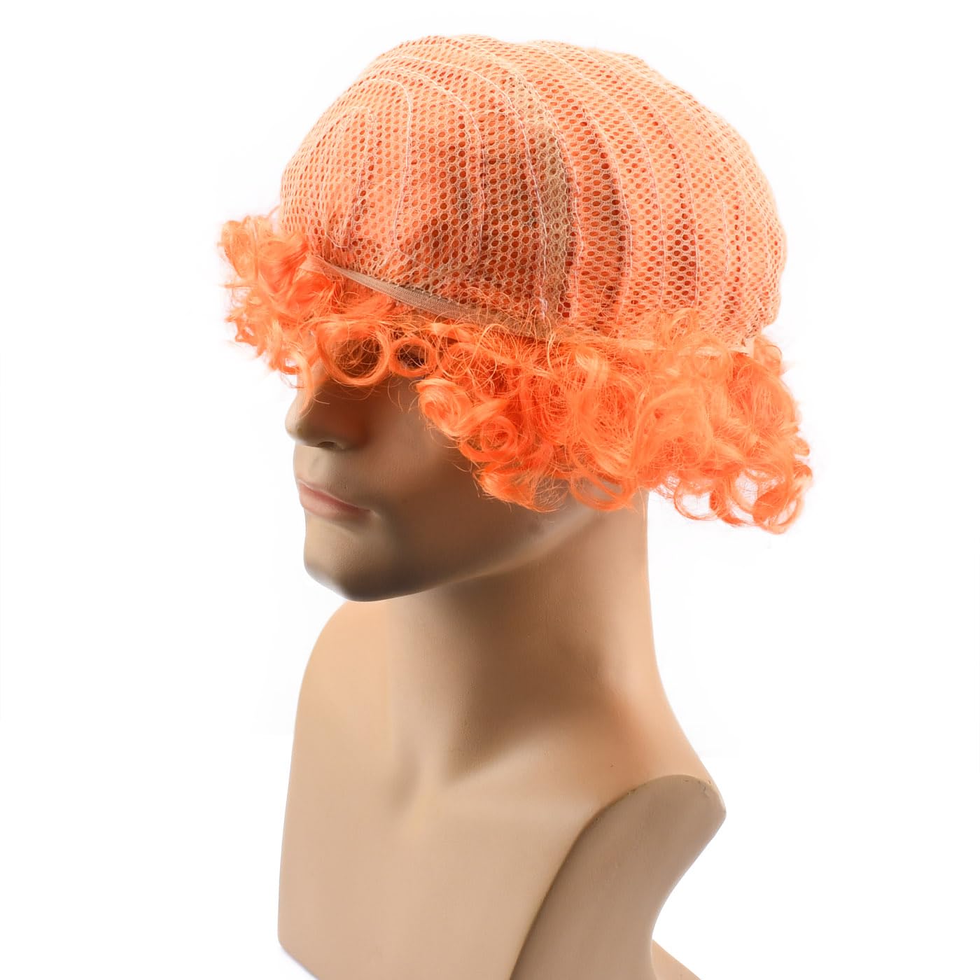HODRME Unisex Short Fluffy Afro Wigs - Women Men Kinky Curly Disco Hippie Wig for Costume Cosplay Halloween Christmas Party (6 Orange)