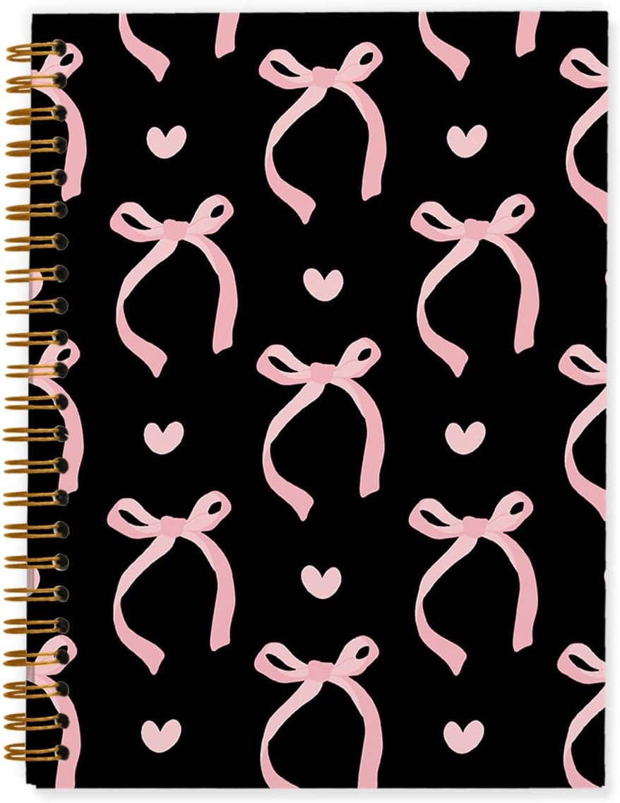 QUICQOD Pink and Black School Supplies Spiral Notebook 5.5x8.3 Inch