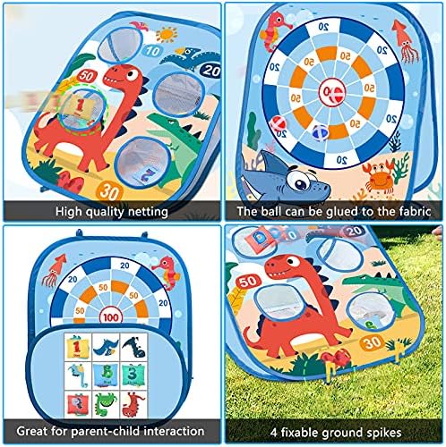Bean Bag Toss Game Toy for Kids Ages 3-8, Toddler Corn Holes Indoor Outdoor Game Sets, Boys Girls Birthday Gift Blue 2 61o7DOJegKL. AC