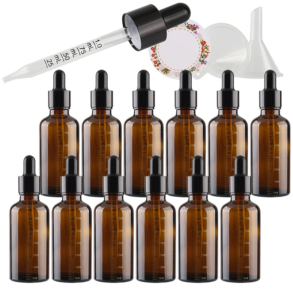 24 Pcs Empty 10ml Amber Essential Oil Bottles with Graduated Pipette Brown Glass Dropper Bottles Vials for Cosmetic Essential Oils Colognes Perfume Aromatherapy