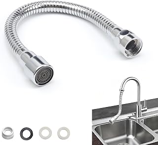 30 cm Extensor Grifo Cocina de Acero Inoxidable, Adaptador Grifo Cocina, Ajustable 360°, Atomizador Grifos, con Adaptadores y Conectores de Rosca Macho y Hembra, para Baño, Hotel, Cocina
