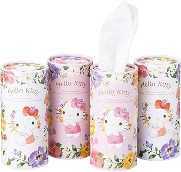 SEIWA Hello Kitty Bottle Tissue Pink & White 4-Pack Set Each Pack Contains 120 Sheets, 60 Pairs IMP369 Perfect for Car Drink Holders, Also Great for Home, Car, and Outdoor Use Compatible with