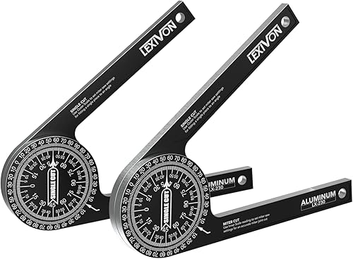 Vista 11 de LEXIVON Transportador de sierra ingletadora de aluminio Buscador de ángulo a prueba de óxido de 7 pulgadas con escalas grabadas con láser