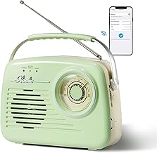 Portable Bluetooth FM/AM Retro Radios, Support Battery Operated and Plug in Wall for Home/Outdoor, Large Dial Easy to Use, Gifts for Seniors Elderly (Green)
