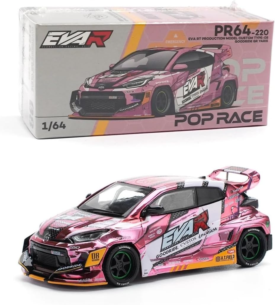 Diecast Model Car Compatible with EVA RT Production Model Custom Type-08 Goodride GR Yaris 1/64 Diecast Model Car by Pop Race PR64-220