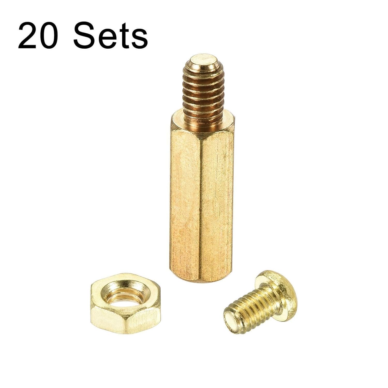 M4 Hex Brass Standoff Spacer 16mm+6mm Male-Female Pillar Screw Nut Kit 20 Sets HOAICH013