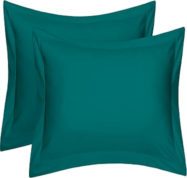 SLEEP-NEST Euro Pillow Shams Set of 2, 24 x 24 Inch 100% Cotton Soft & Breathable Square European Pillow Covers with Envelope Closure, Cushion Cover, Decorative Bed Shams, Teal Green
