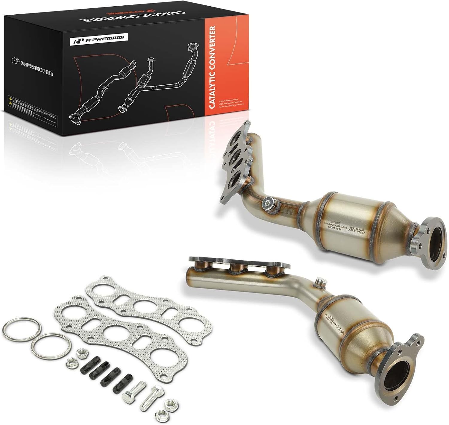 A-Premium Left & Right 2‑PC Catalytic Converter Kit Direct-Fit Stainless Steel