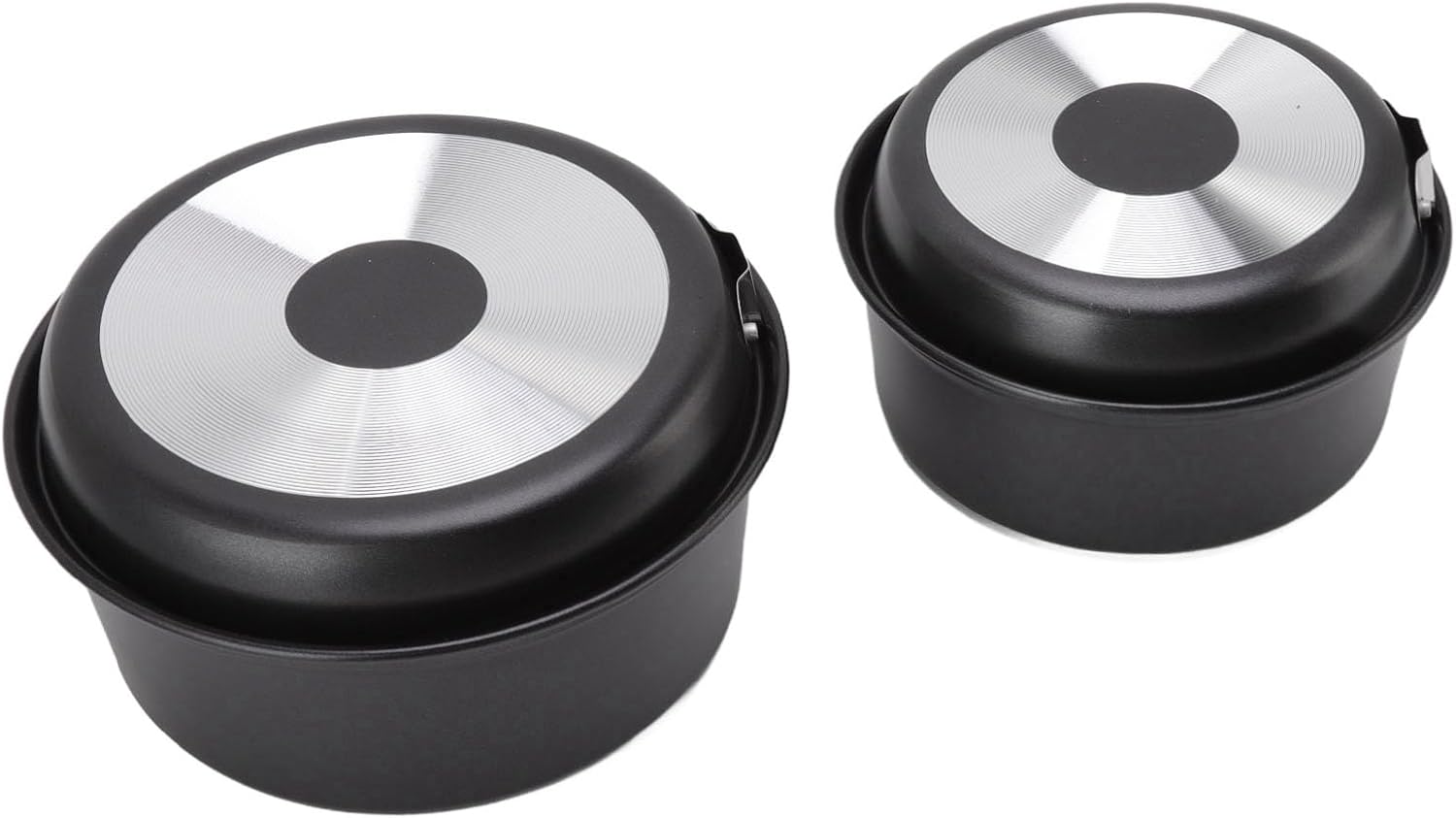 Camping Pot Pan Set, Portable Aluminum Alloy Cookware, 4 - Piece Non Stick Kit - Even Heat Conduction, Stackable Design, Ideal for Hiking and Barbecue