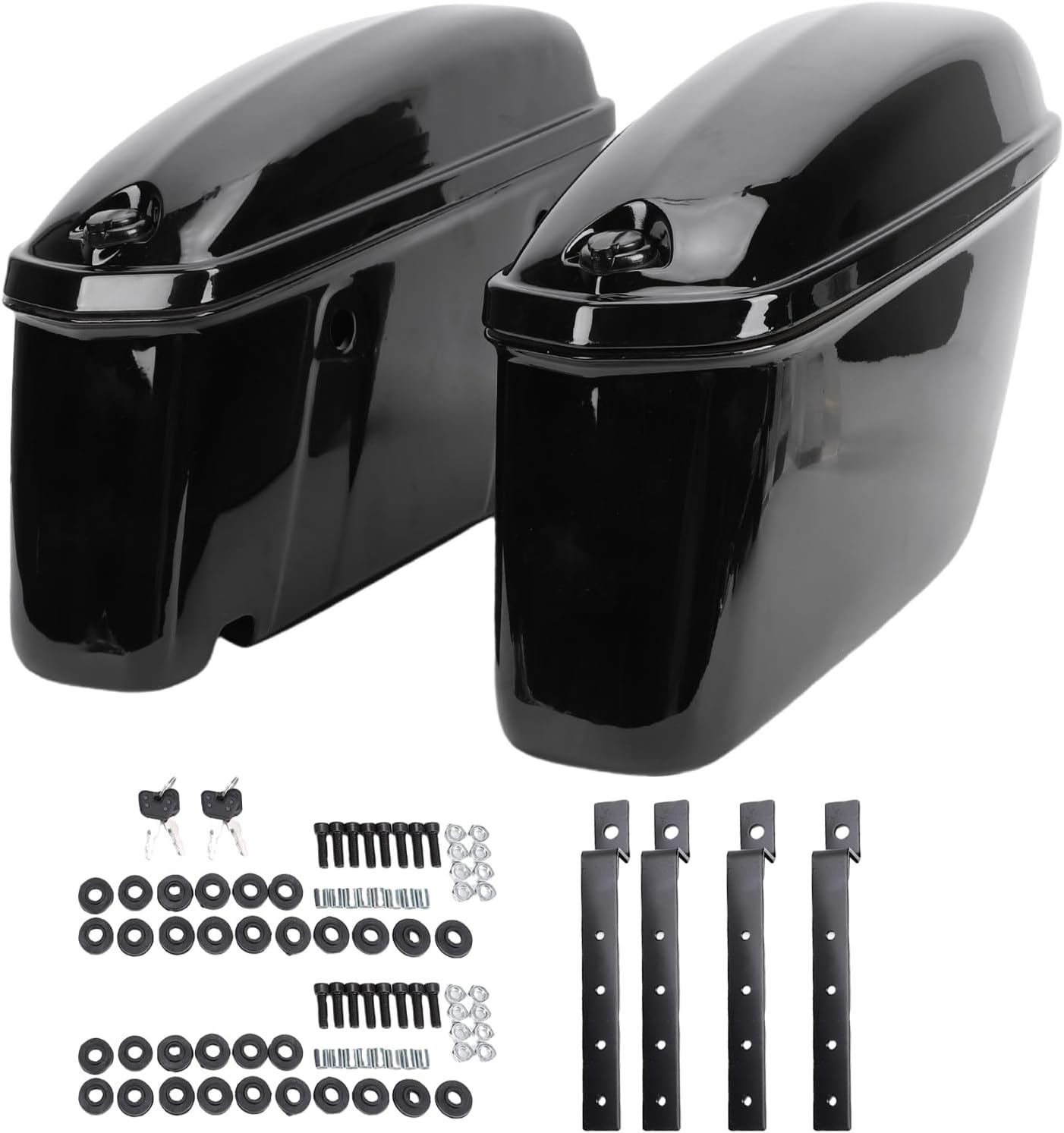 Luocute Motorcycles Saddle Bags Saddlebags Mounting Kit, 22L Trunk Luggage Storage Box with Lock and Mounting Kit Replacement, Powersports Saddle Bags