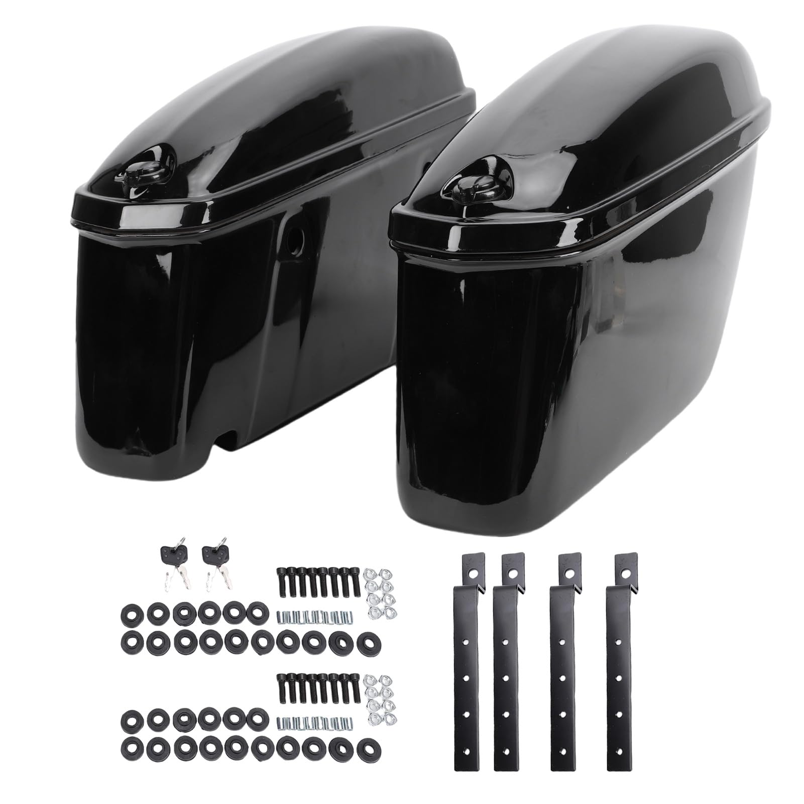 Denash Borse Sella Rigide per Moto, Baule Laterale 22 Litri con Serratura e Kit di Montaggio, Design con Apertura Superiore per Deposito Bagagli Moto