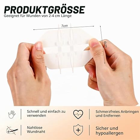 Wound Closure Strips Pack of 2 Wound Closure Strips Wound Seam Strips Wound Closure Plaster Dressing 6 x 7 cm