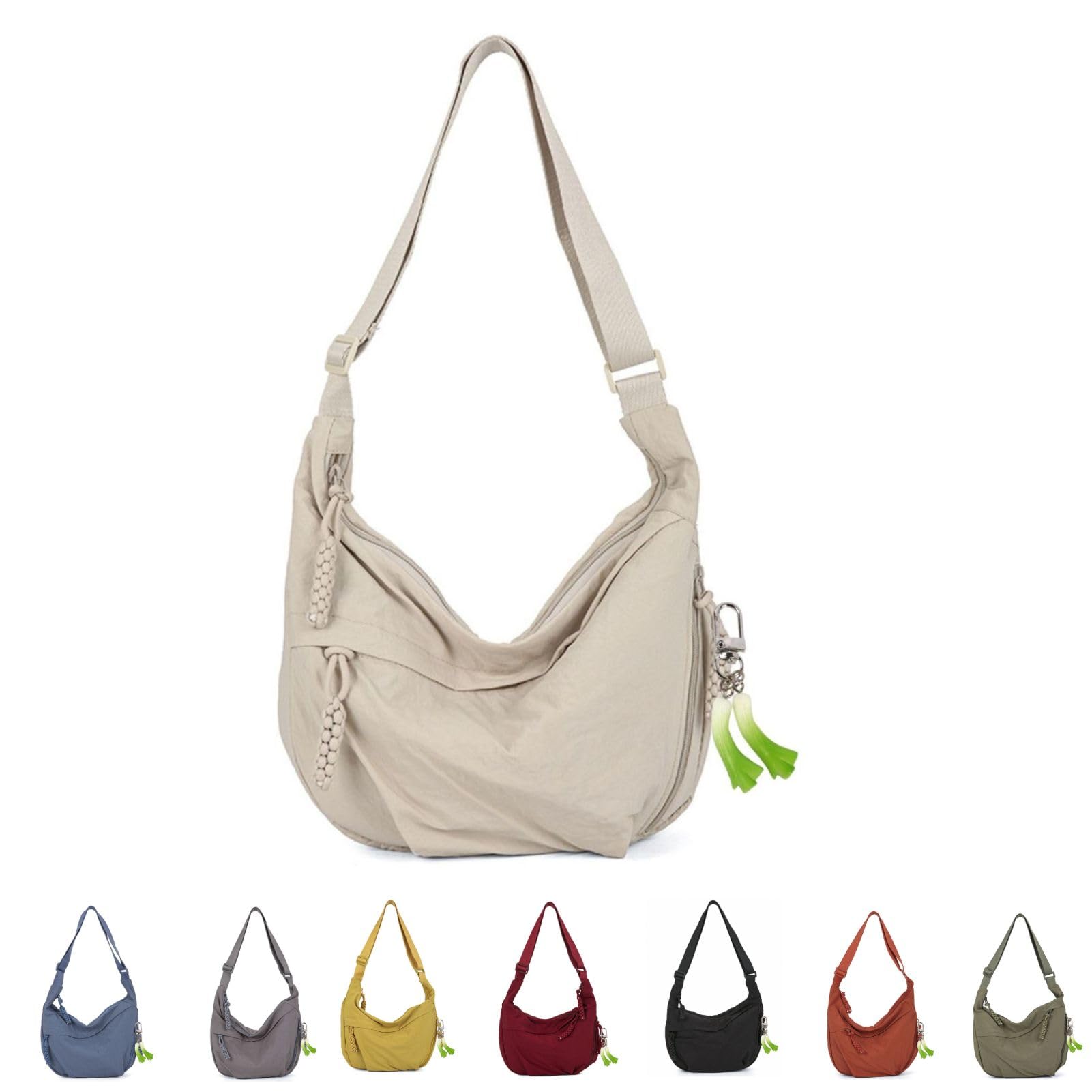 Nylon Hobo Crescent Crossbody Bag for Women,Dumpling Bag Moon Shoulder Bag
