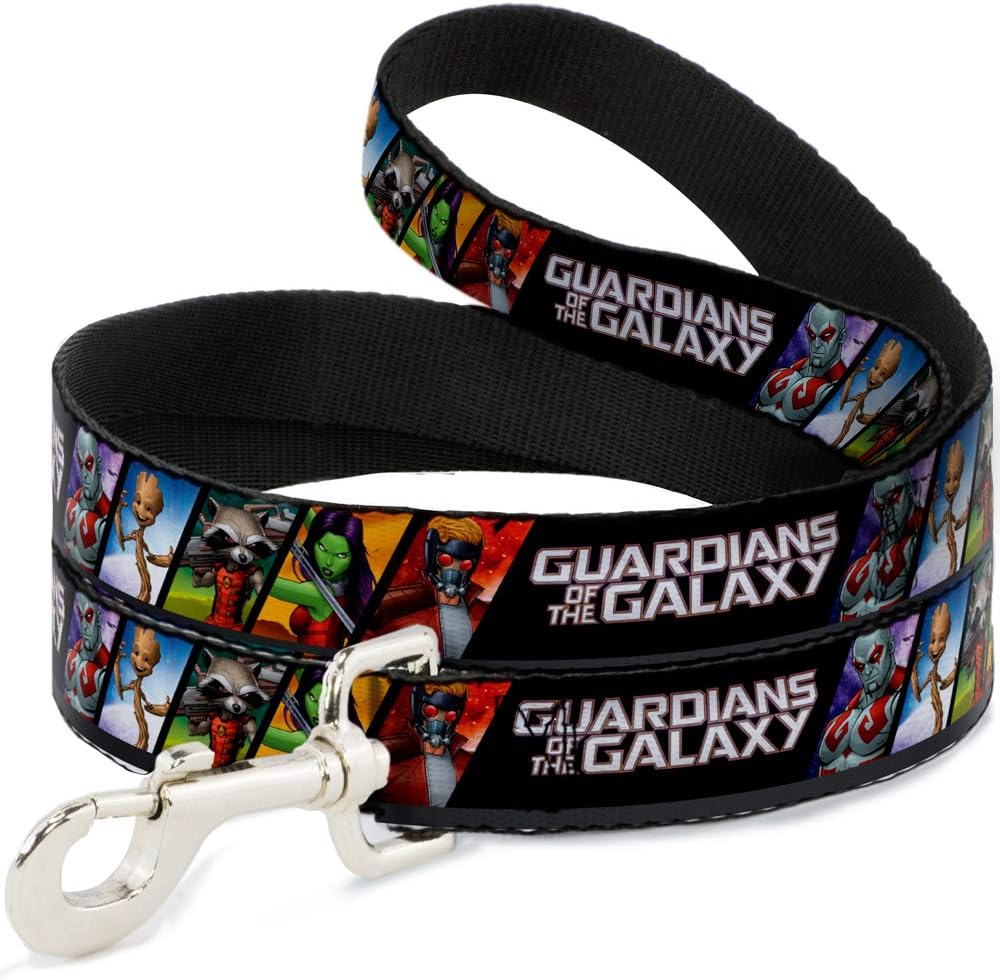 Dog Leash Guardians of the Galaxy 5 Character Pose Blocks 6 Feet Long 1.0 Inch Wide, 6 Feet Long - 1" Wide