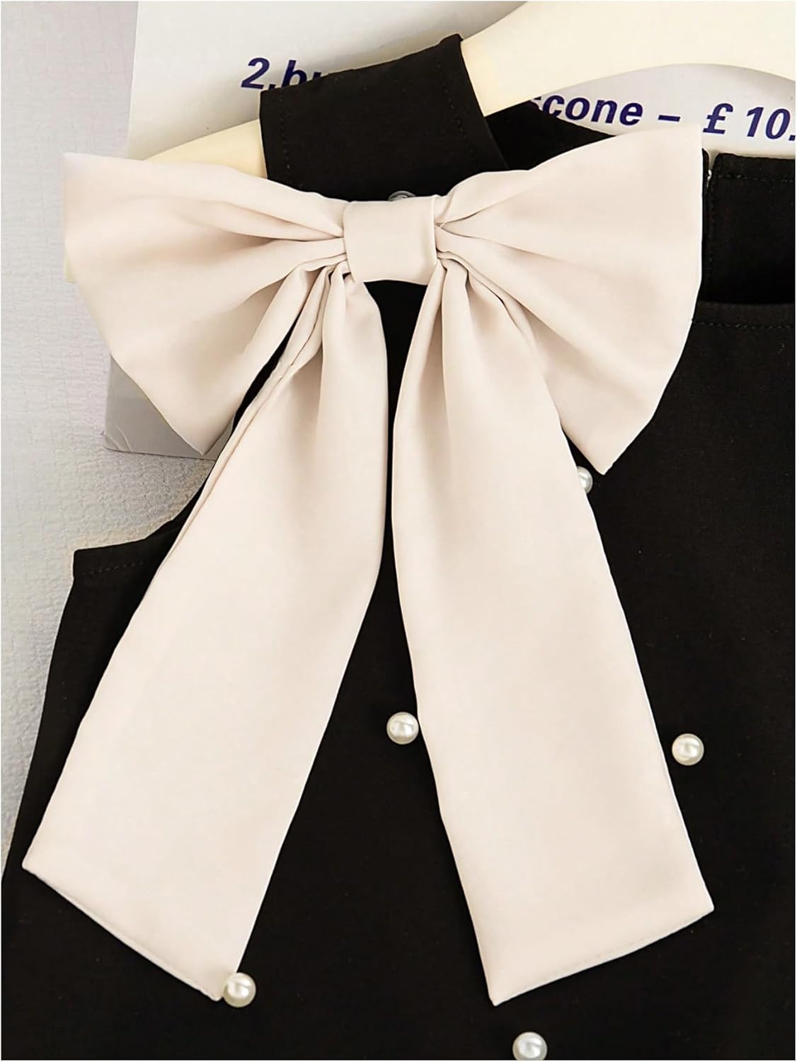 GORGLITTER Girl's Bow Pearl Easter Dresses Summer Cute Graduation Princess Ruffle Sleeveless Party Skater Short Dress