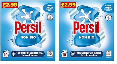 Persil Non Bio Washing Powder gentle next to sensitive skin for outstanding stain removal in cold washes 10 washes (500 g) (Pack of 2)
