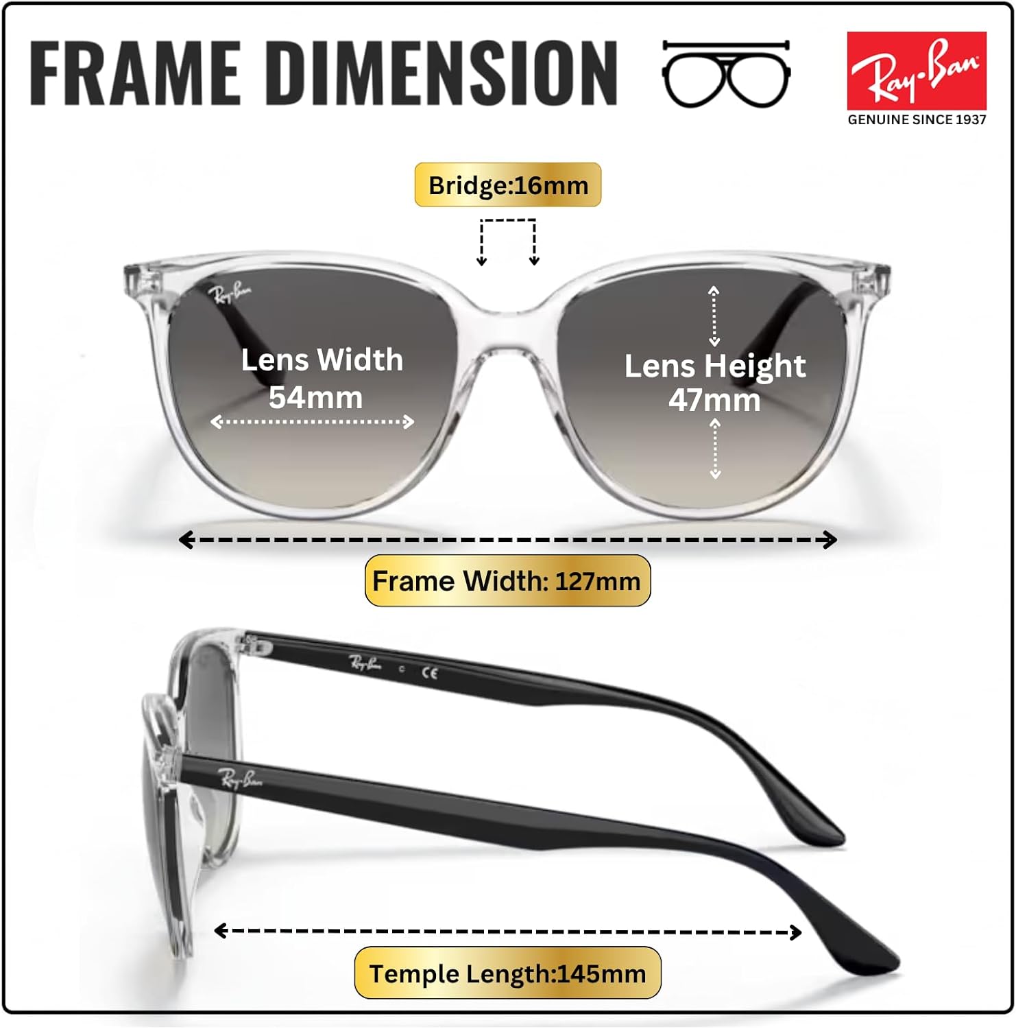 Ray-Ban RB4378 Square Shaped Sunglasses for Men & Women with Official RAYBAN Eyewear Kit