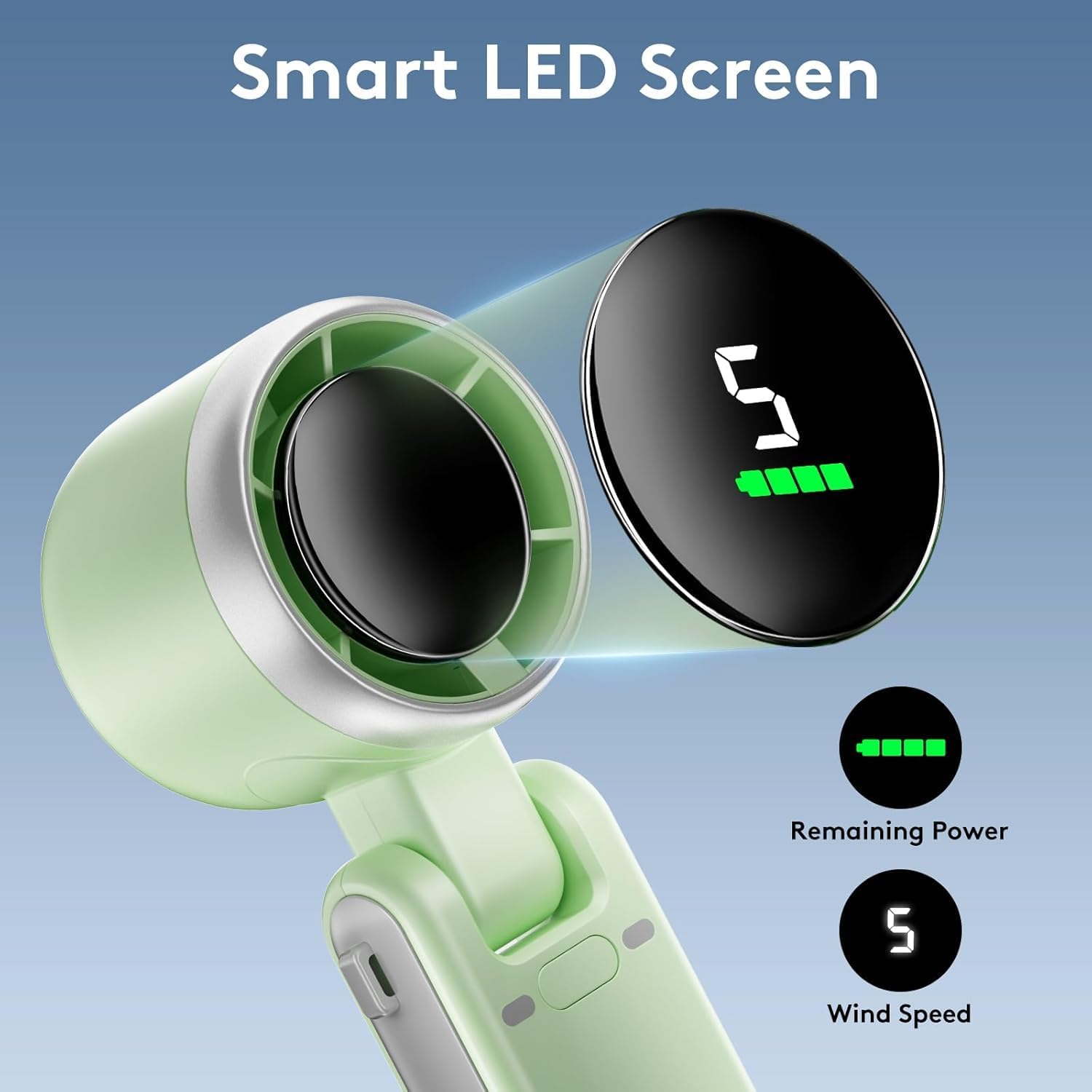 Portable Handheld Mini Fan, Foldable Powerful Winds Turbo Fan, 10000mAh Battery & 50000RPM Speed, USB Rechargeable Personal Fans with 5 Speed, Digital Display For Women Men Travel Camping Outdoor