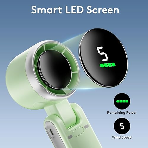 Miniatura 5 de Mini ventilador portátil de mano, potente ventilador turbo plegable, batería de 10000 mAh y velocidad de 50000 RPM, ventiladores personales