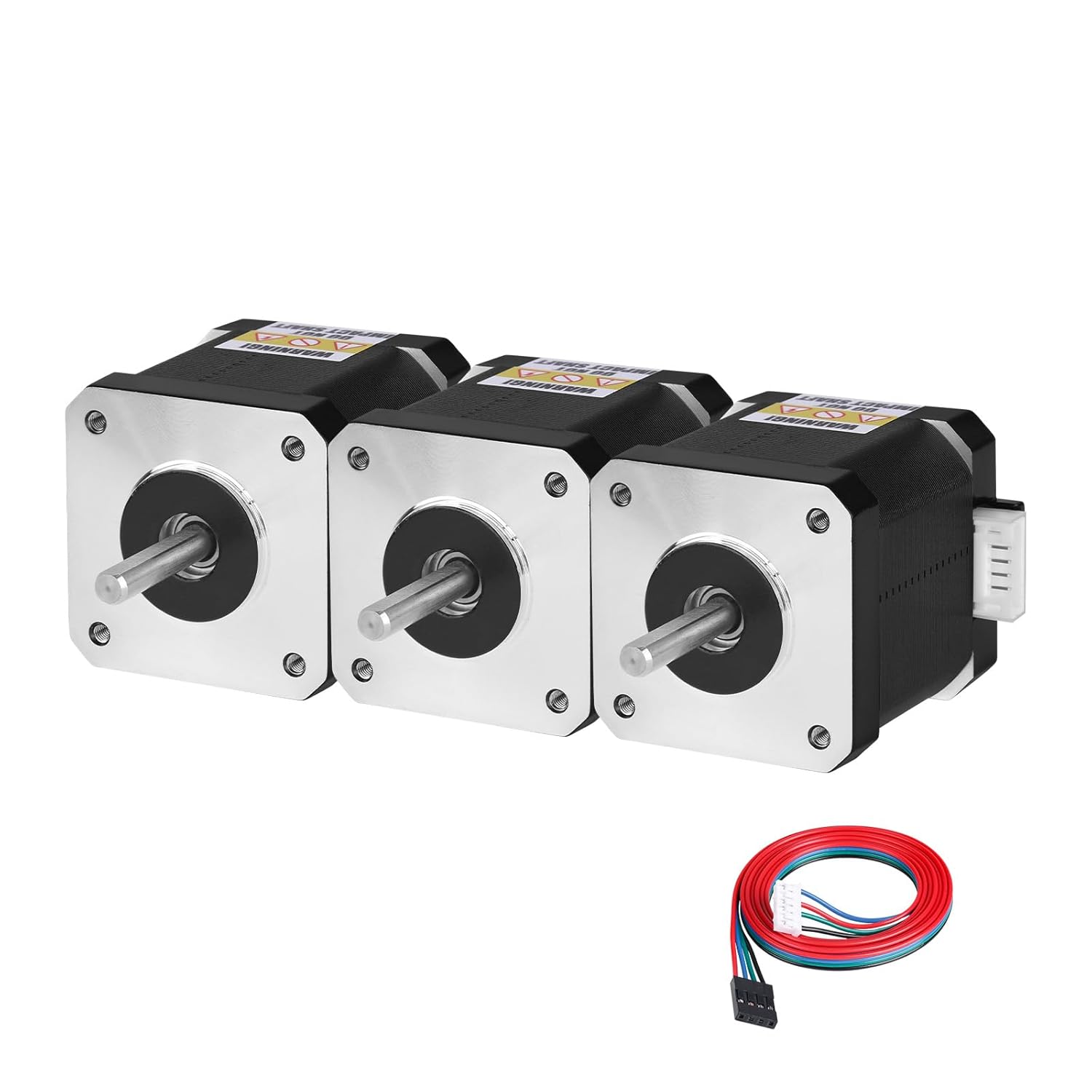 3Pack Nema 17 Stepper Motor 2 Phase 1.8‌°‌ 0.6Nm(84.97oz·in) High Torque Bipolar 48mm 2.3A 1.2Ω 4-Lead Shaft 24mm φ5mm 42 Stepper Motor Cable 1M for 3D Printer DIY Robot CNC Machine