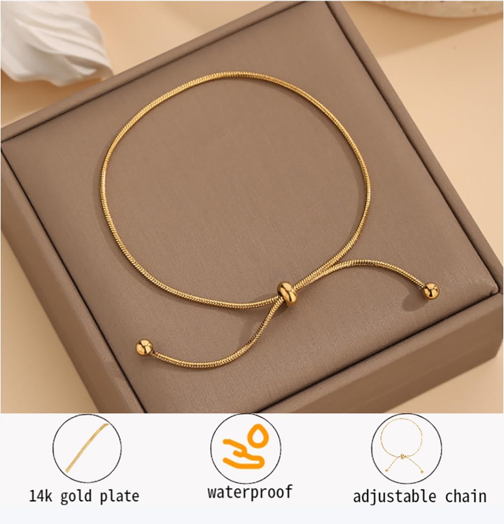 Ankle Bracelets for Women Waterproof Adjustable Stainless Steel Chain Anklet Bracelet for Women Vintage Fashion Simple Thin Chain Anklet Female Foot Summer Beach Jewelry Gift
