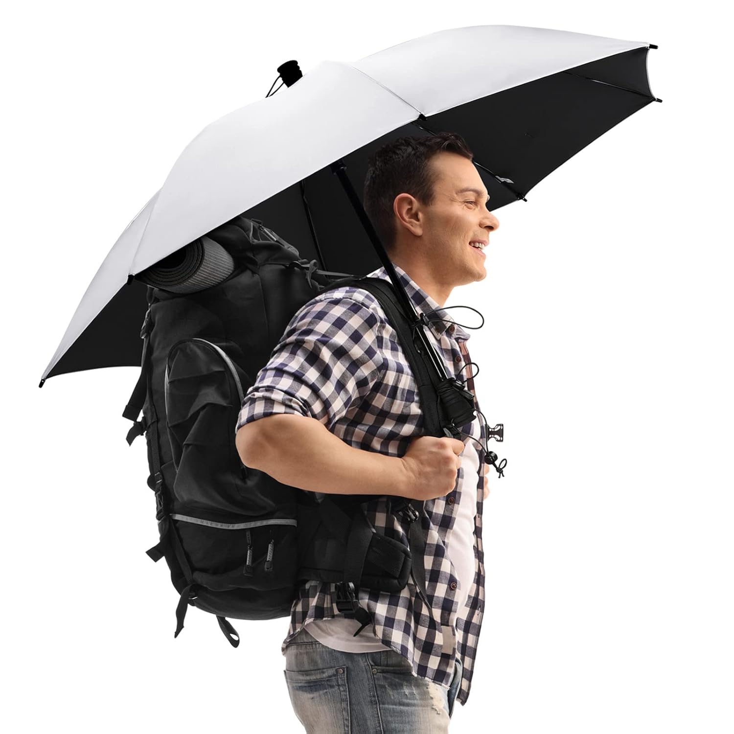 G4Free 46 Inch Large Hiking Umbrella Ultralight UV Silver Reflective Full-size Trekking Backpacking Umbrella