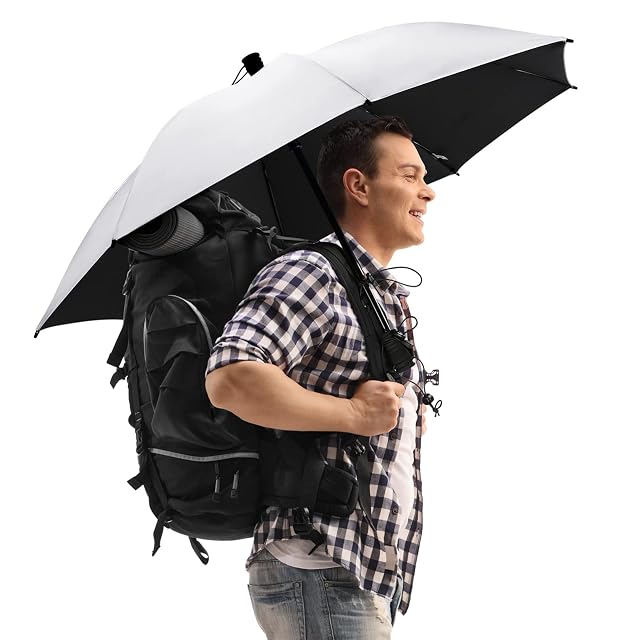 G4Free 46 Inch Large Hiking Umbrella Ultralight UV Silver Reflective Full-size Trekking Backpacking Umbrella