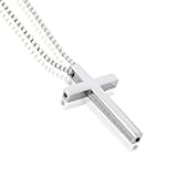 Milumber Cross Breathing Necklace, Stainless Steel Anxiety Relief Pendant with Bible Verse, Mindfulness Necklace for Stress Relief & Quit Smoking Aid,Silver41:10