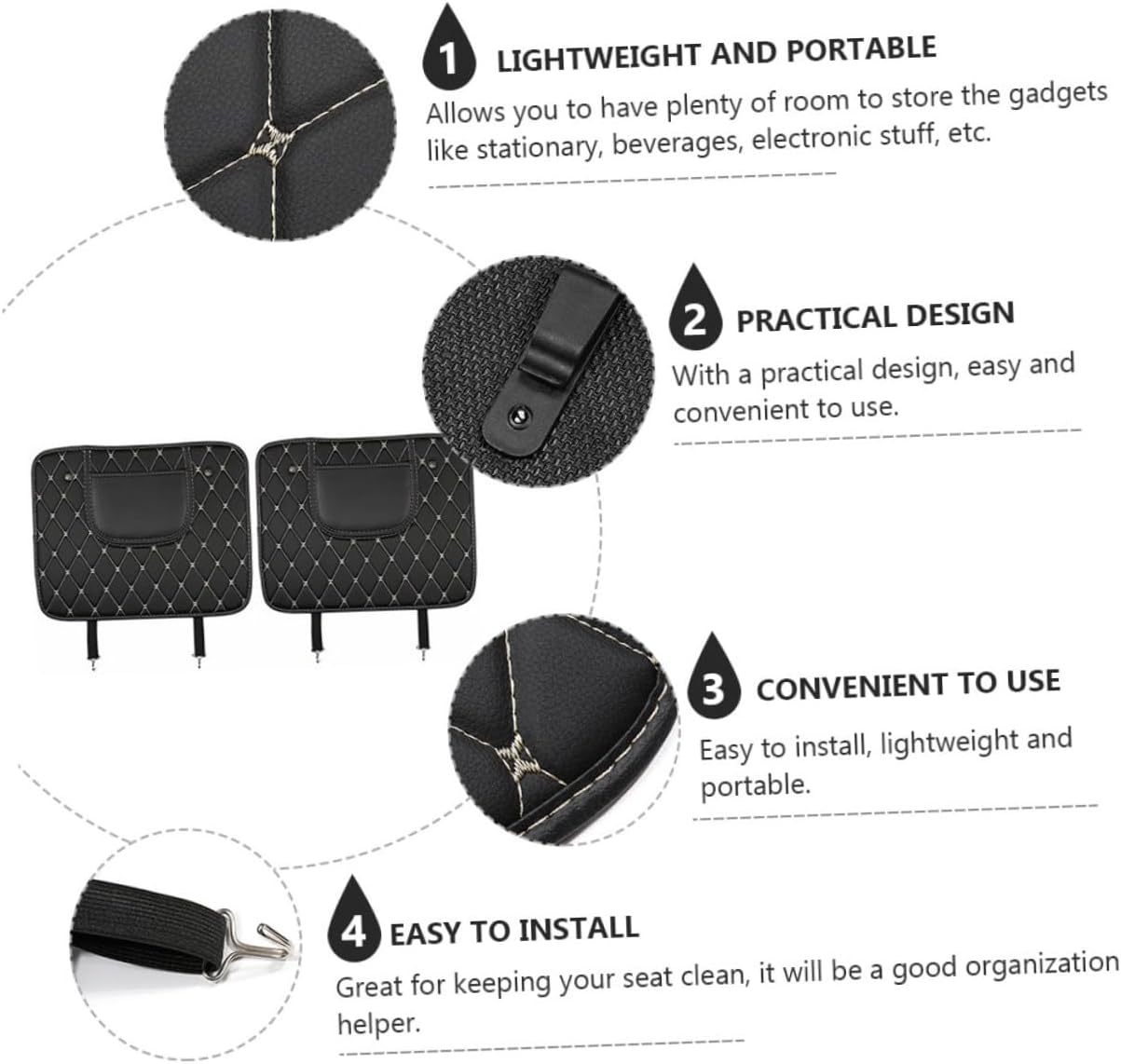 2pcs Car Seat Back Cover Car Kick Mats Protector Leather Seat Back Protector