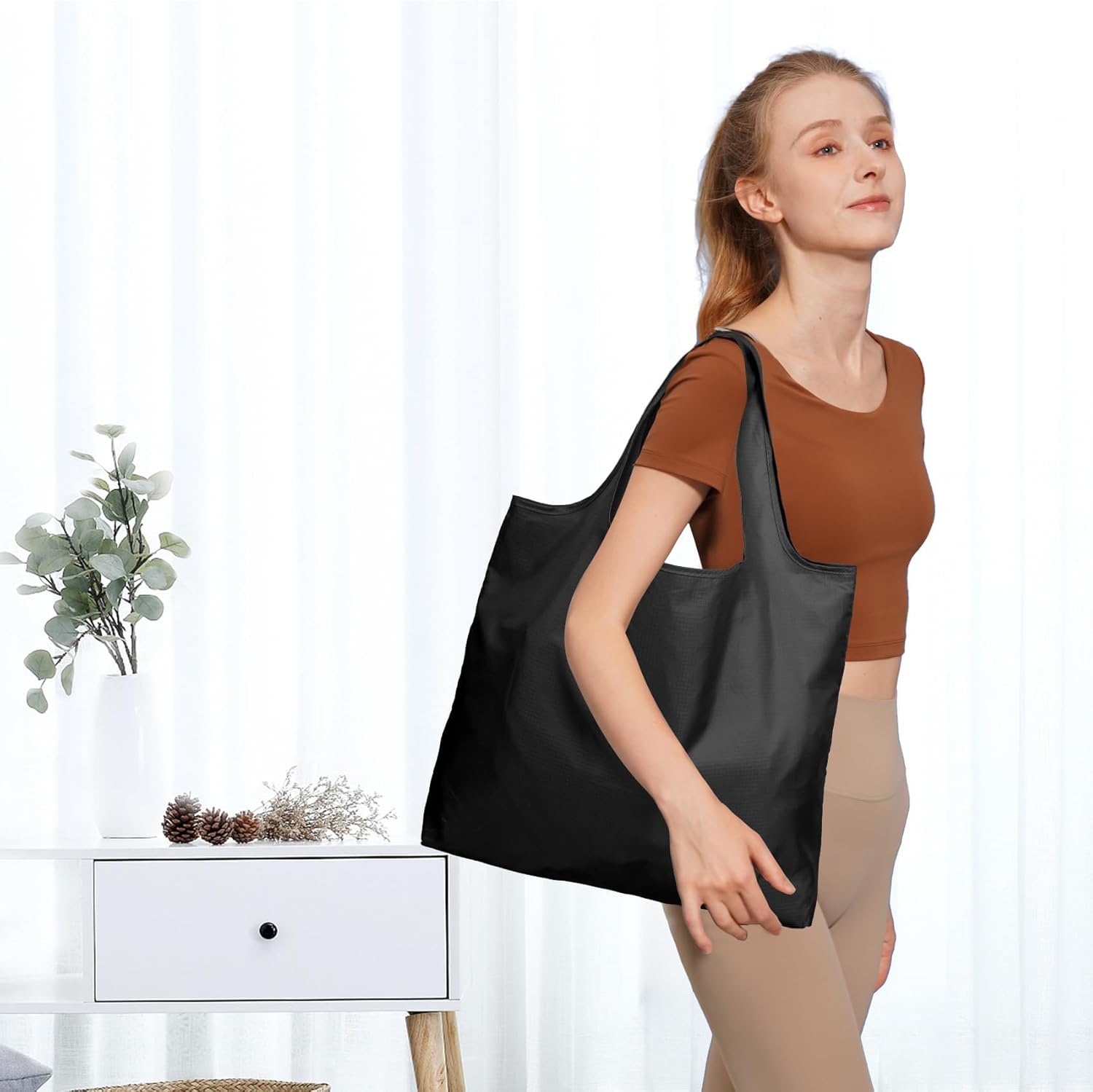 2 Pack Reusable Shopping Bags - Foldable Grocery Shopping Tote Bag for Daily Shopping Groceries Travel Storage, Waterproof Shopping Bags Washable Lightweight Bag for Daily Outdoor Women Men,