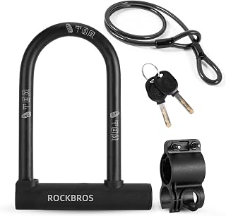 BIENKA Chinese Style Bicycle Locks U Shape Electric Scooter Padlock Anti-Theft Bike Lock Cable Set MTB Road Bike Accessories Lock (Color : U-Lock with Cable)
