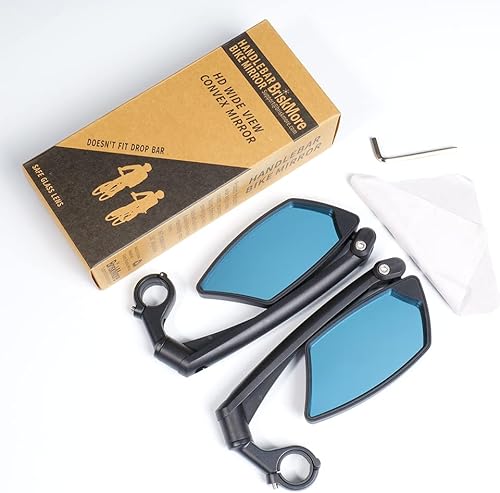 Miniatura 29 de Espejo de bicicleta para manillar, lente de vidrio resistente a los arañazos, ajustable y giratorio seguro espejo retrovisor para bicicleta