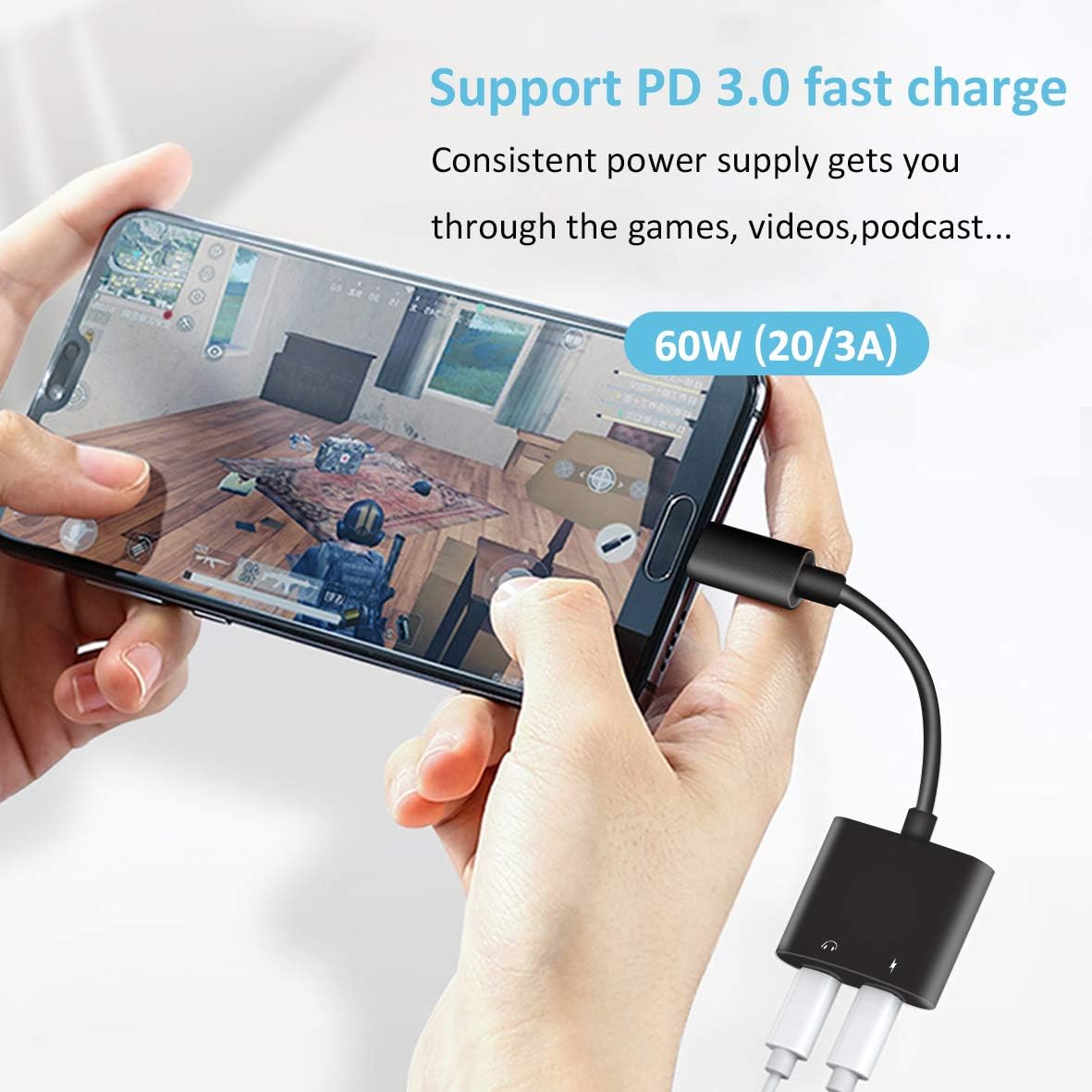 Bеѕt Sеllеr [High Version] USB C Audio and Fast Charger Adapter, USB C Splitter for Google Pixel 4/4XL/3/3XL/2/2XL, Samsung Galaxy Note 10/S8/S9/S20, iPad Pro, MacBook, Xperia Z23, Huawei P20/P30/Mate 20, Black