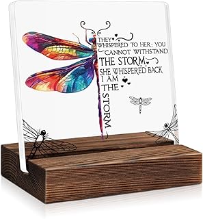 They Whispered to Her Butterfly Acrylic Plaque Sign with Wooden Stand, Women Empowerment Office Decor, Motivational Quotes Gifts for Women, Feminist Acrylic Gifts for Sister BFF Friend Coworker
