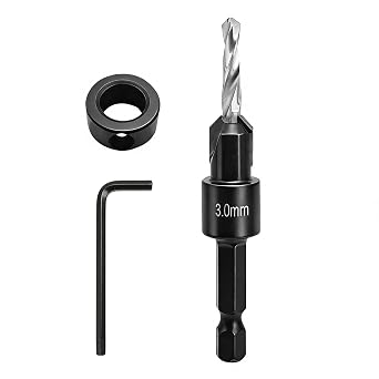 Countersink Drill Bit Set,TCT Wood Drills Woodworking Chamfer Counter with Pilot Drill and 1/4" Hex Shank Adjustable Countersink Set for Carpenters tools DIY Lovers Woodworker Hobbyists 3mm
