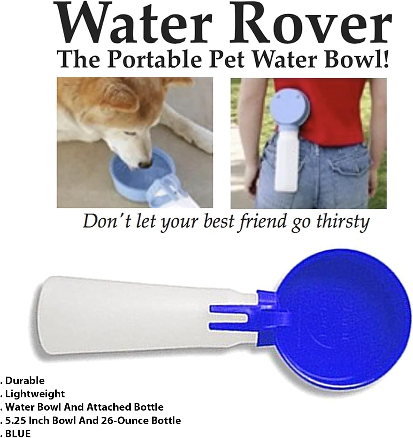 Water Rover Even Bigger 5-1/4-Inch Bowl and 26-Ounce Bottle, Dark Blue